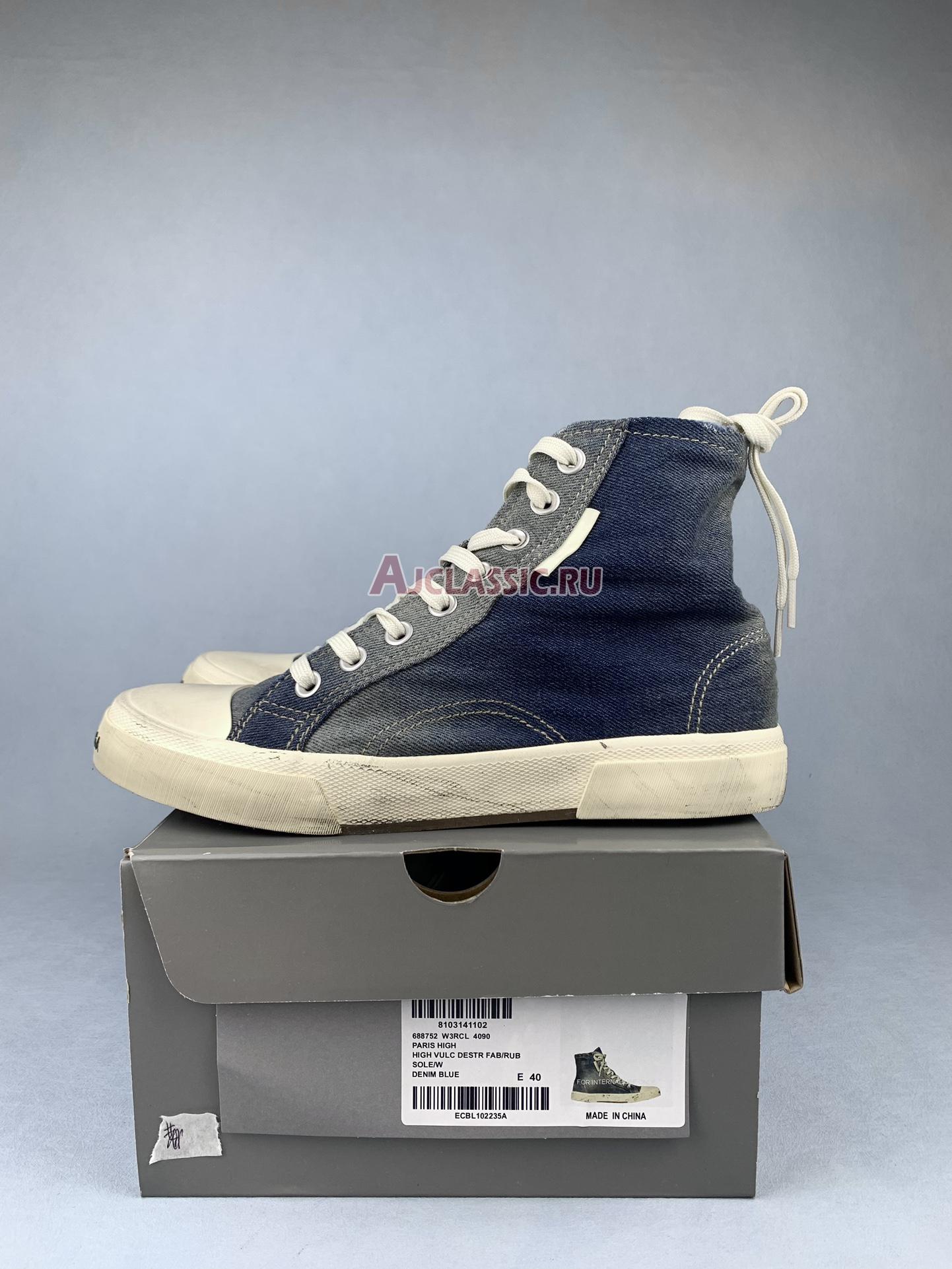 Balenciaga Paris High "Destroyed - Denim" 688752 W3RCL 4090