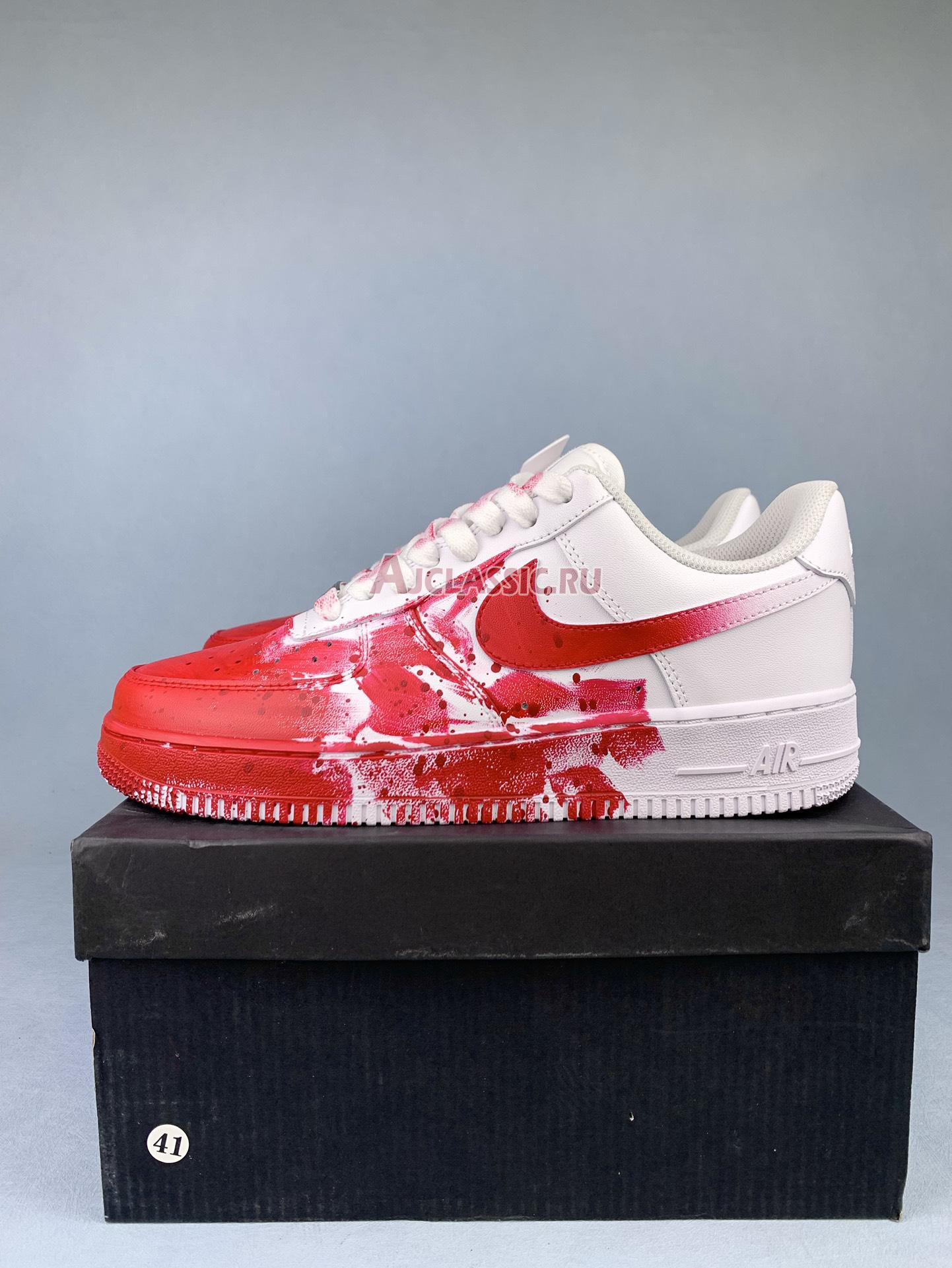 New Nike Air Force 1 Low 07 "Custom Blood Stained White Red" CW2288-111-4 Shoes