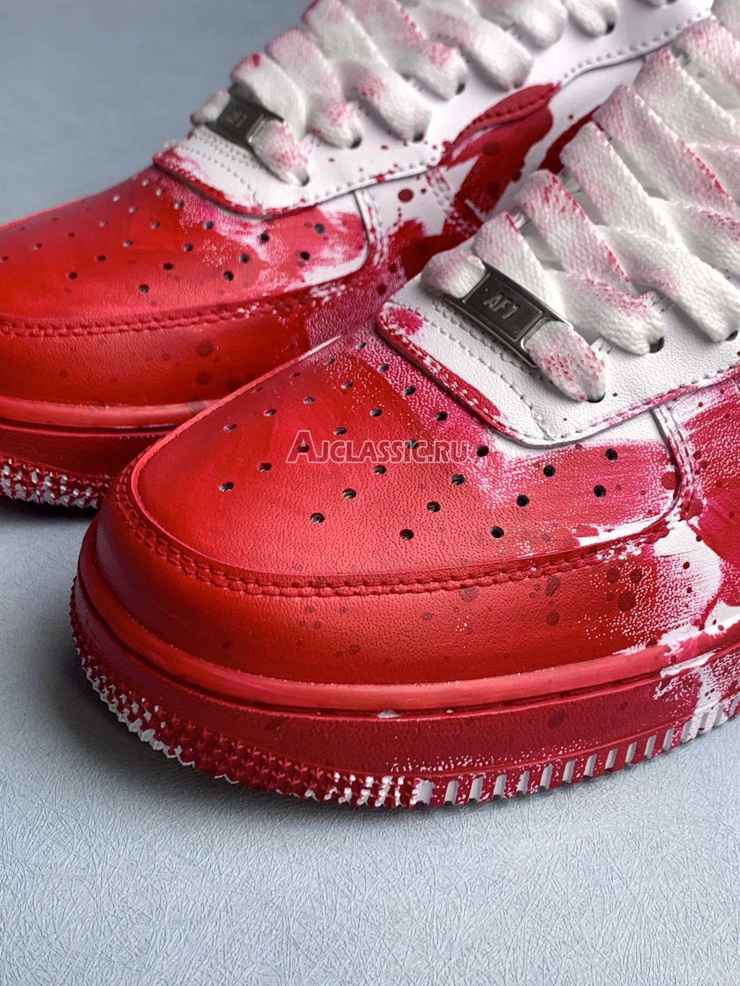 New Nike Air Force 1 Low 07 "Custom Blood Stained White Red" CW2288-111-4 Shoes