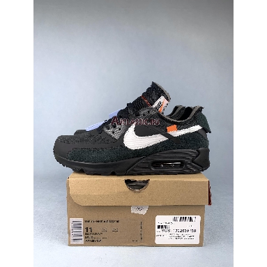 Off-White x Nike Air Max 90 Black AA7293-001 Black/Black/Cone/White Mens Womens Shoes