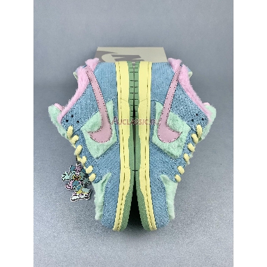 Verdy x Nike Dunk Low SB Visty FN6040-400 Blue Gaze/Light Arctic Pink/Bicycle Yellow Mens Womens Shoes