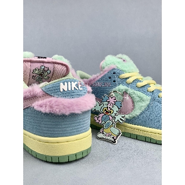 Verdy x Nike Dunk Low SB Visty FN6040-400 Blue Gaze/Light Arctic Pink/Bicycle Yellow Mens Womens Shoes