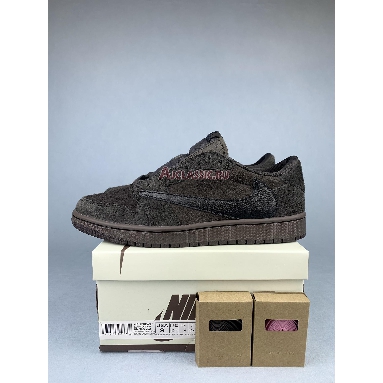 Travis Scott x Air Jordan 1 Low OG Velvet Brown DM7866-202 Dark Mocha/Black-Velvet Brown Mens Womens Shoes