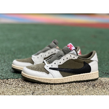 Travis Scott x Air Jordan 1 Low Medium Olive DM7866-200 Medium Olive/Black-Sail-Muslin Mens Womens Shoes