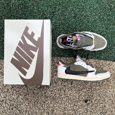 Travis Scott x Air Jordan 1 Low Medium Olive DM7866-200 Medium Olive/Black-Sail-Muslin Mens Womens Shoes