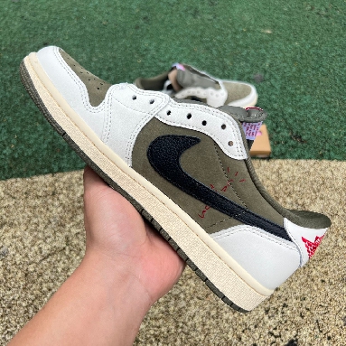 Travis Scott x Air Jordan 1 Low Medium Olive DM7866-200 Medium Olive/Black-Sail-Muslin Mens Womens Shoes