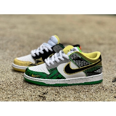 Division Street x Nike Dunk Low What The Duck Away HV1454-100 White/Black/Metallic Silver/Apple Green Sneakers