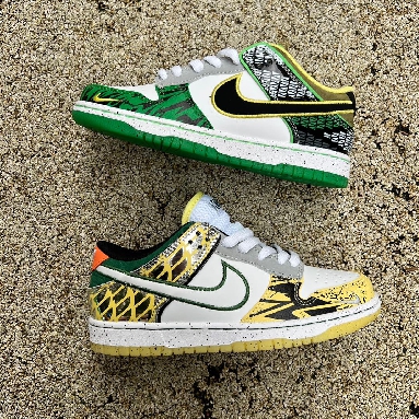 Division Street x Nike Dunk Low What The Duck Away HV1454-100 White/Black/Metallic Silver/Apple Green Sneakers