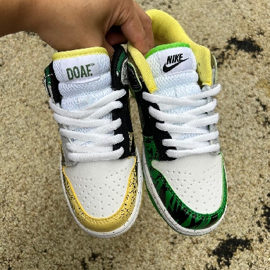 Division Street x Nike Dunk Low What The Duck Away HV1454-100 White/Black/Metallic Silver/Apple Green Sneakers