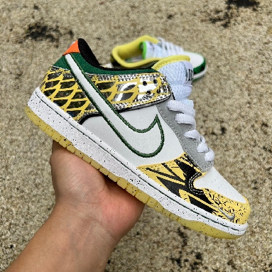 Division Street x Nike Dunk Low What The Duck Away HV1454-100 White/Black/Metallic Silver/Apple Green Sneakers