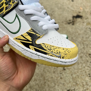 Division Street x Nike Dunk Low What The Duck Away HV1454-100 White/Black/Metallic Silver/Apple Green Mens Womens Shoes