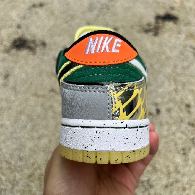 Division Street x Nike Dunk Low What The Duck Away HV1454-100 White/Black/Metallic Silver/Apple Green Sneakers