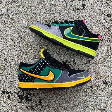 Division Street x Nike Dunk Low What The Duck Home HV1454-001 Black/Vivid Pink-Volt-Apple Green Mens Womens Shoes