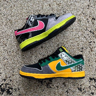 Division Street x Nike Dunk Low What The Duck Home HV1454-001 Black/Vivid Pink-Volt-Apple Green Mens Womens Shoes