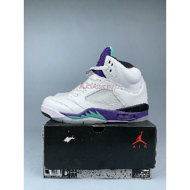 Air Jordan 5 Retro Grape 2013 136027-108 White/New Emerald-Grp Ice-Blk Replicas Shoes