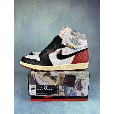 Union LA x Air Jordan 1 Retro High NRG Black Toe BV1300-106-3 White/Black/Varsity Red/Wolf Grey Mens Womens Shoes