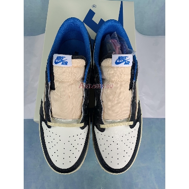 Travis Scott x Fragment Design x Air Jordan 1 Low OG Military Blue DM7866-140 Sail/Military Blue/Black Mens Womens Shoes