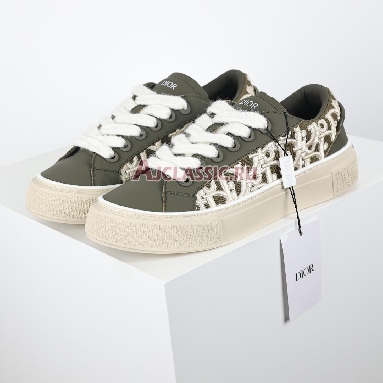 Dior B33 Khaki Smooth Calfskin Oblique Raised Embroidery (Numbered) Sneaker Khaki/White 3SN303ZYQ_H681 Replicas Shoes