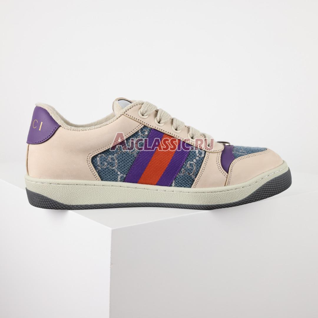 New Gucci Screener "Blue GG Lame" Sneaker 577684 2C830 4690 Shoes