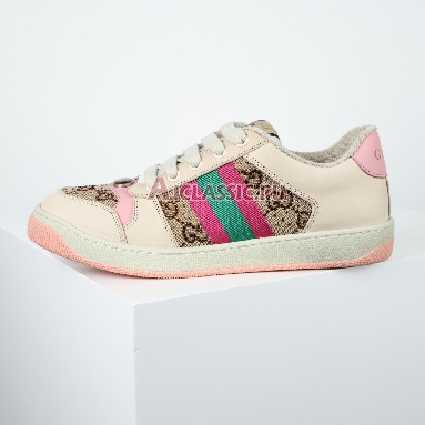 Gucci Wmns GG Screener GG Canvas - Beige Pink Sneaker Beige/Ebony 677423 9SFR0 2587 Replicas Shoes