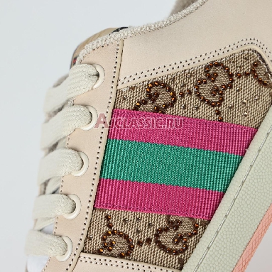 Gucci Wmns GG Screener GG Canvas - Beige Pink Sneaker Beige/Ebony 677423 9SFR0 2587 Replicas Shoes