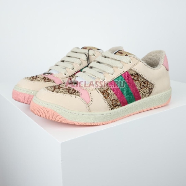 Gucci Wmns GG Screener GG Canvas - Beige Pink Sneaker Beige/Ebony 677423 9SFR0 2587 Replicas Shoes