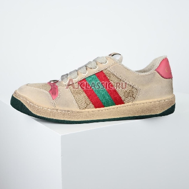 Gucci GG Screener Distressed GG Canvas - Pink Sneaker White/Tan/Green/Red/Pink 546551 9Y920 9665 Replicas Shoes