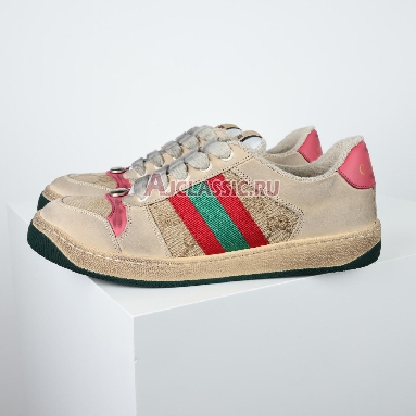 Gucci GG Screener Distressed GG Canvas - Pink Sneaker White/Tan/Green/Red/Pink 546551 9Y920 9665 Replicas Shoes