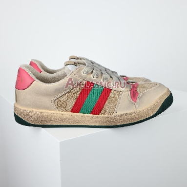 Gucci GG Screener Distressed GG Canvas - Pink Sneaker White/Tan/Green/Red/Pink 546551 9Y920 9665 Replicas Shoes