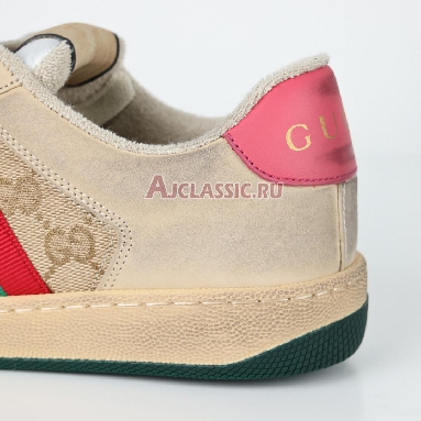 Gucci GG Screener Distressed GG Canvas - Pink Sneaker White/Tan/Green/Red/Pink 546551 9Y920 9665 Replicas Shoes