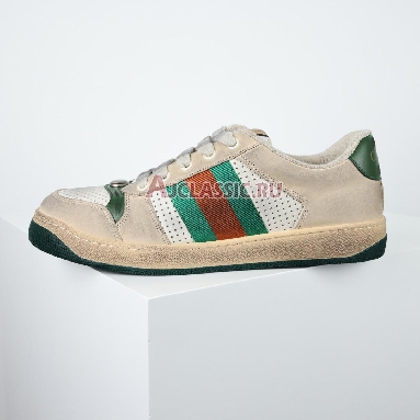 Gucci Screener Distressed Green Orange Sneaker Off White/Green/Red 546163 0YI20 9582 Replicas Shoes