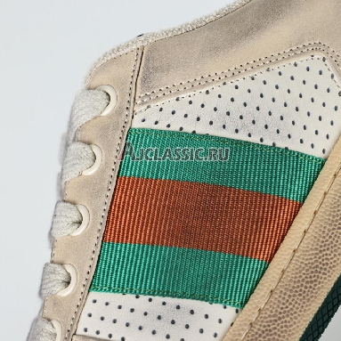 Gucci Screener Distressed Green Orange Sneaker Off White/Green/Red 546163 0YI20 9582 Replicas Shoes