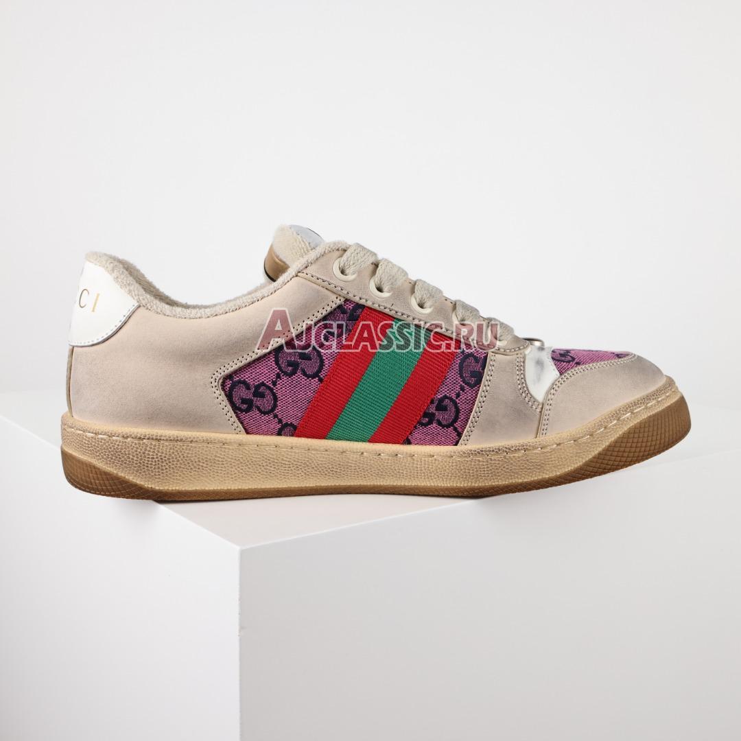 New Gucci Screener Series GG "Enamel Purple Double g Canvas Printing" Sneaker 570443 9SFR0 5270 Shoes