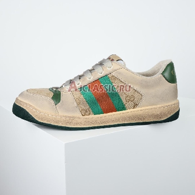 Gucci GG Screener Distressed GG Canvas Sneaker White/Tan/Green/Red 546551 9Y920 9666_3 Replicas Shoes