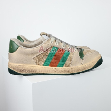 Gucci GG Screener Distressed GG Canvas Sneaker White/Tan/Green/Red 546551 9Y920 9666_3 Replicas Shoes