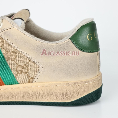 Gucci GG Screener Distressed GG Canvas Sneaker White/Tan/Green/Red 546551 9Y920 9666_3 Replicas Shoes