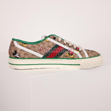 Disney x Gucci Tennis 1977 Mickey Mouse Sneaker Beige/Ebony/Green/Red 606111 H0T10 8530 Mens Womens Shoes