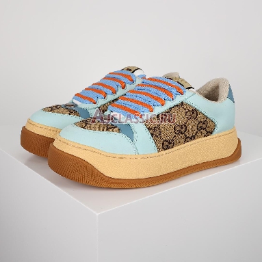 Gucci Screener GG Monogram - Beige Blue Orange Wmns Sneaker Beige/Blue/Orange 757700 FAB4C 2562 Mens Womens Shoes