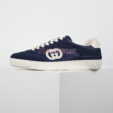 Gucci G74 Interlocking G - Blue Suede Sneaker Blue/Navy 791742 AADM0 4141 Replicas Shoes