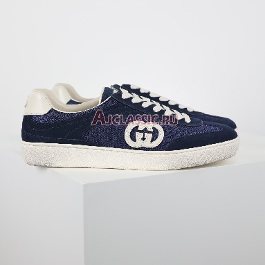 Gucci G74 Interlocking G - Blue Suede Sneaker Blue/Navy 791742 AADM0 4141 Replicas Shoes