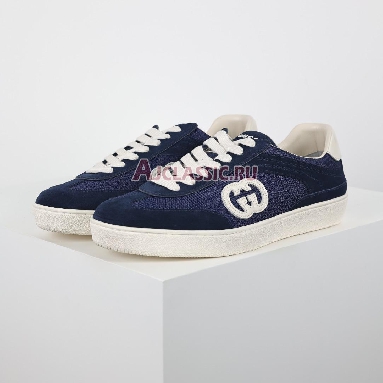 Gucci G74 Interlocking G - Blue Suede Sneaker Blue/Navy 791742 AADM0 4141 Replicas Shoes