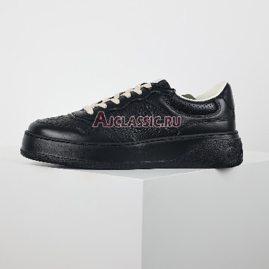 Gucci GG Embossed Black Leather Sneaker Black/White 669582 1XL10 1000 Replicas Shoes