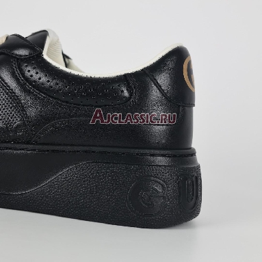 Gucci GG Embossed Black Leather Sneaker Black/White 669582 1XL10 1000 Replicas Shoes