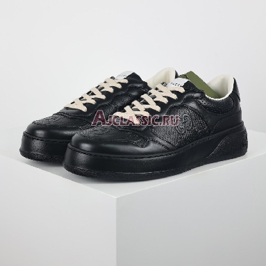 Gucci GG Embossed Black Leather Sneaker Black/White 669582 1XL10 1000 Replicas Shoes