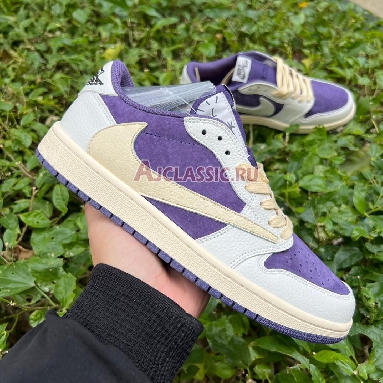 Travis Scott x Air Jordan 1 Low Reverse Purple Purple/White CQ4277-117 Mens Womens Shoes