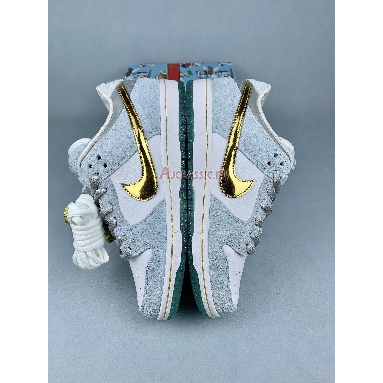 Sean Cliver x Nike SB Dunk Low Holiday Special Ice Blue/White-Metallic Gold-Metallic Silver DC9936-100-2 Mens Womens Shoes