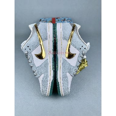 Sean Cliver x Nike SB Dunk Low Holiday Special Ice Blue/White-Metallic Gold-Metallic Silver DC9936-100-2 Mens Womens Shoes