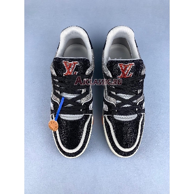 Buy Louis Vuitton LV Trainer Sneaker Black Grey Orange Crystal Black 1AA6PV-2 Quality Reps Replicas Shoes