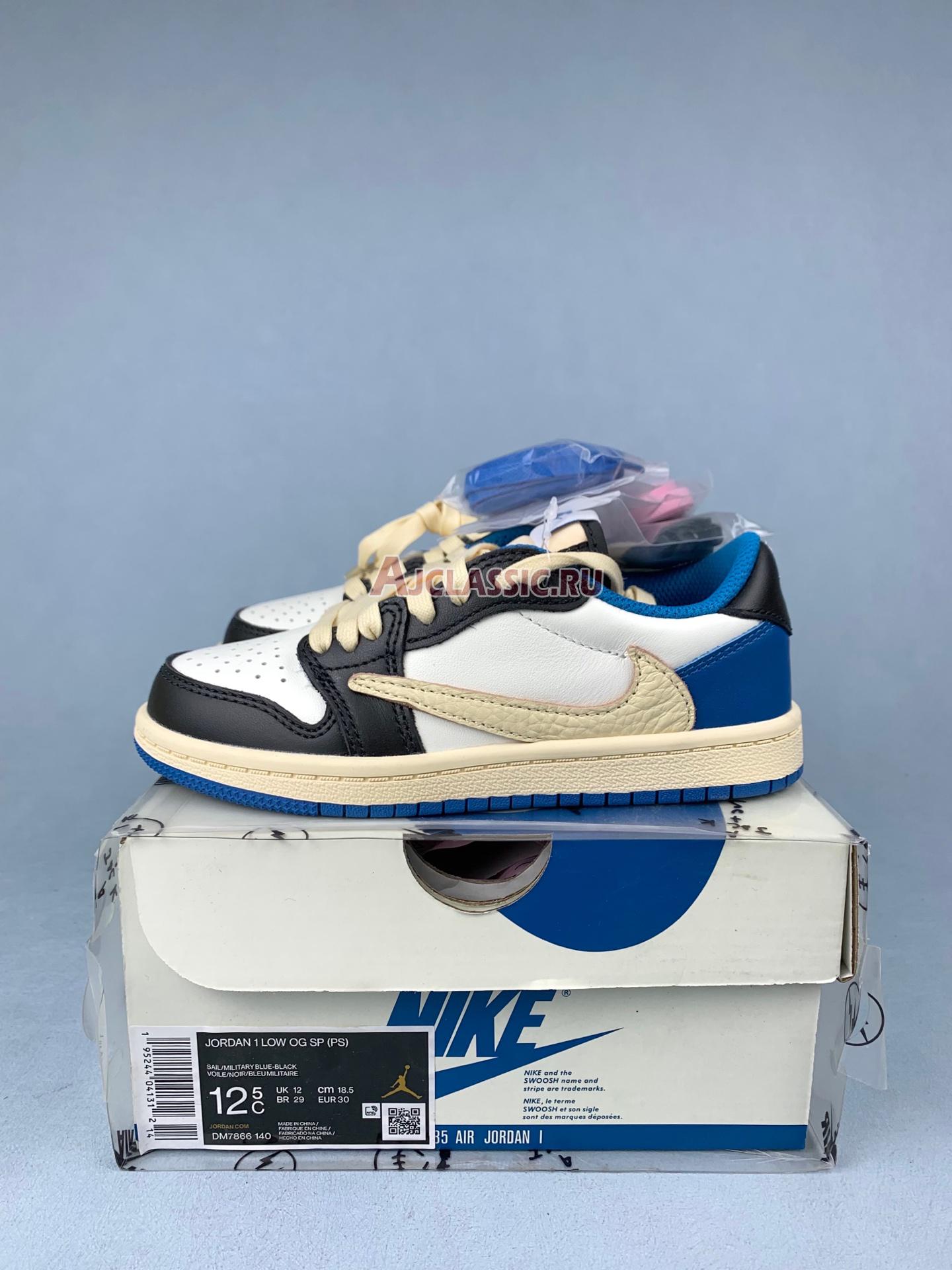 New Kids Fragment Design x Travis Scott x Air Jordan 1 Retro Low OG SP PS "Military Blue" DM7866-140-3 Shoes