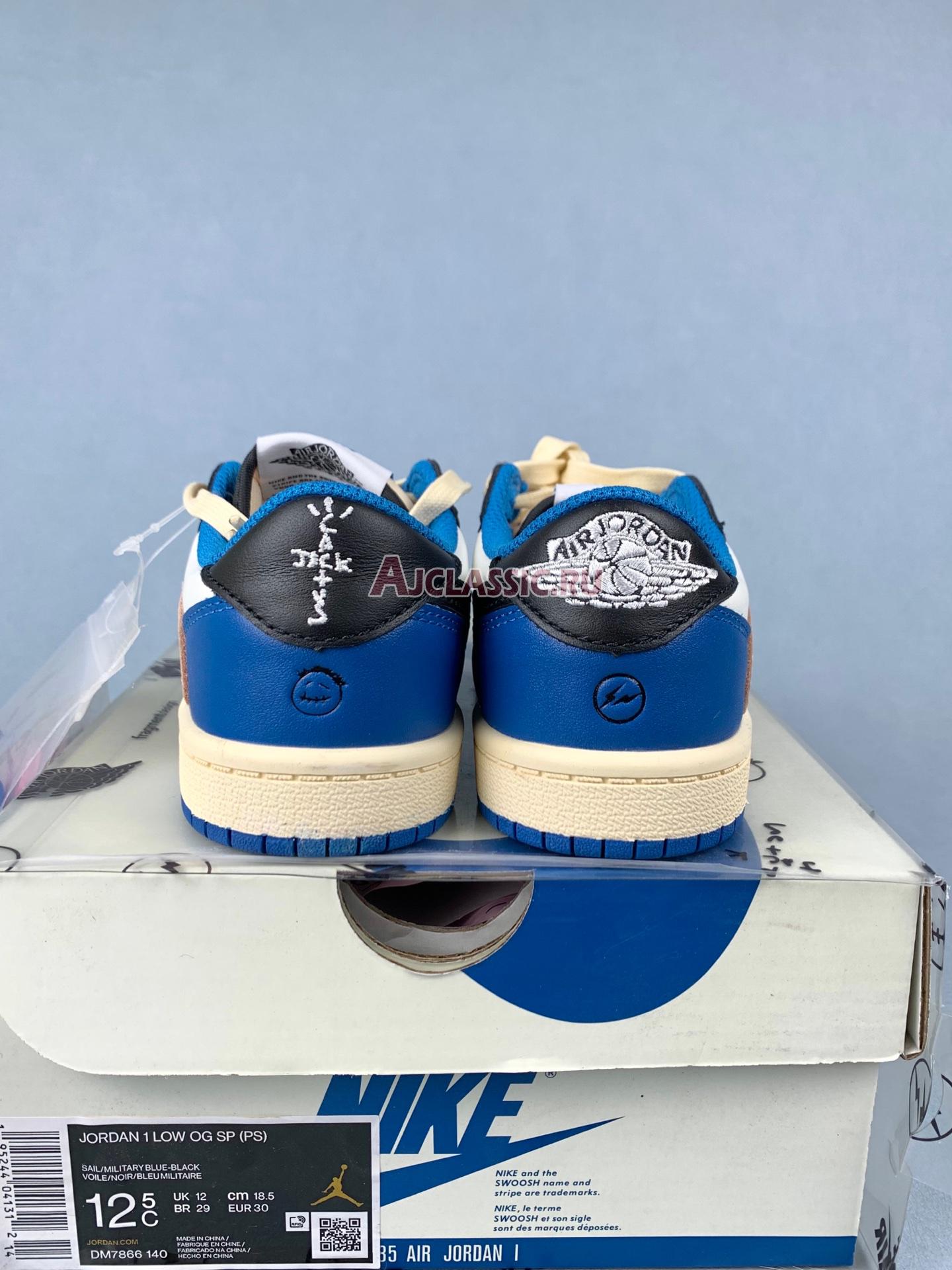 New Kids Fragment Design x Travis Scott x Air Jordan 1 Retro Low OG SP PS "Military Blue" DM7866-140-3 Shoes